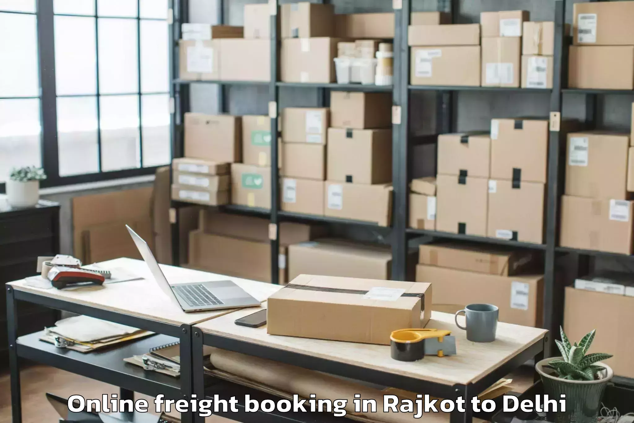 Top Rajkot to Lodhi Road Online Freight Booking Available